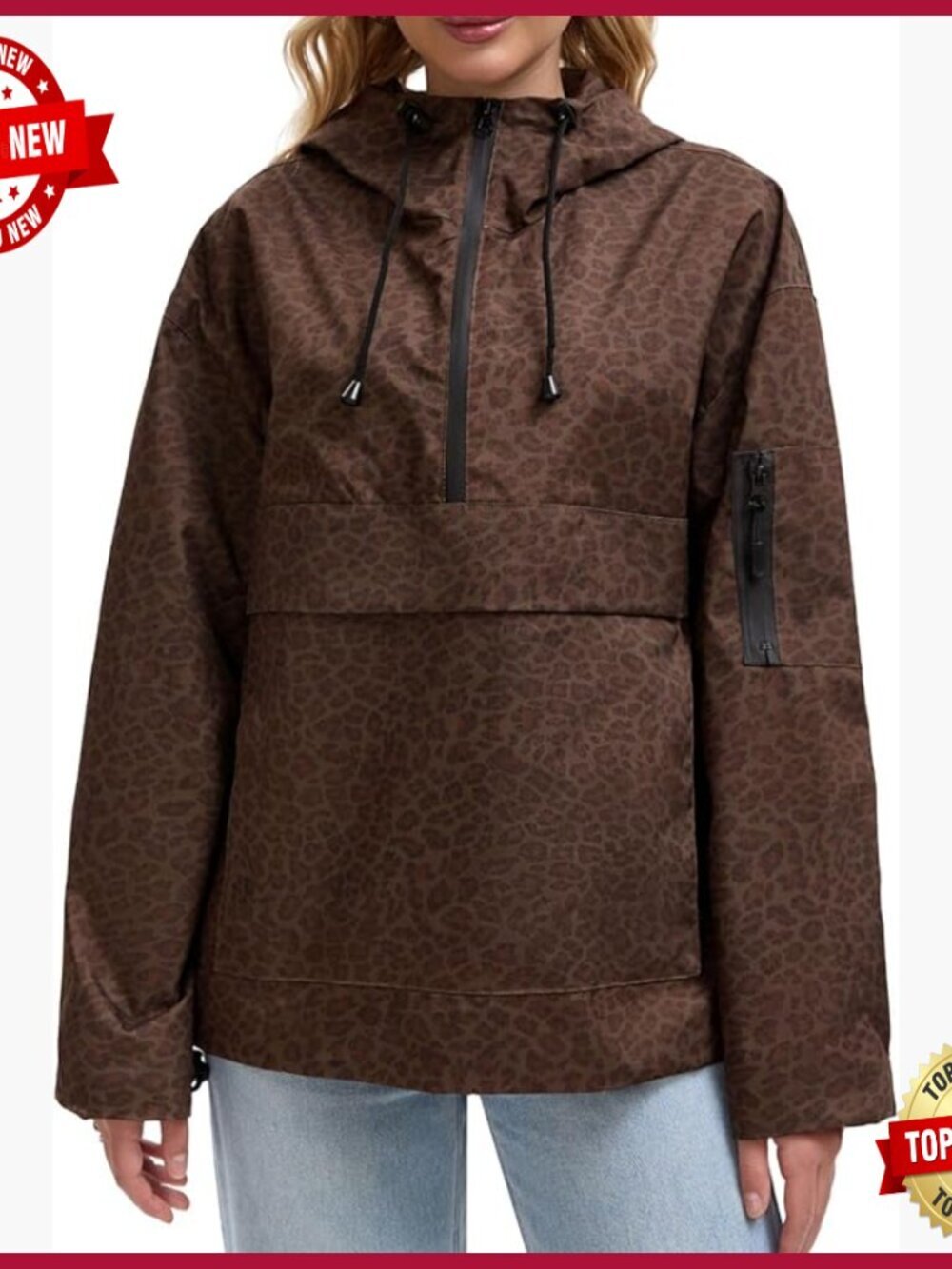 Lightweight Water-Resistant Pullover Hoodie Rain Jacket for Women